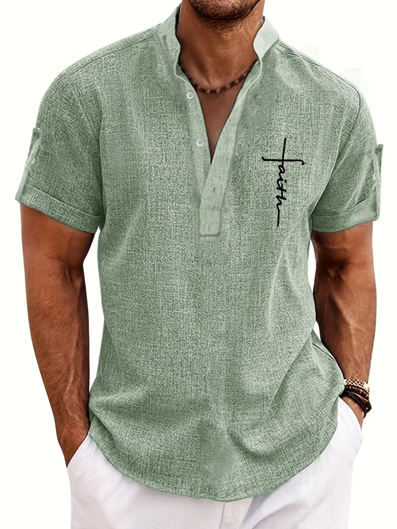 Harlan - Textured High-Collar Shirt