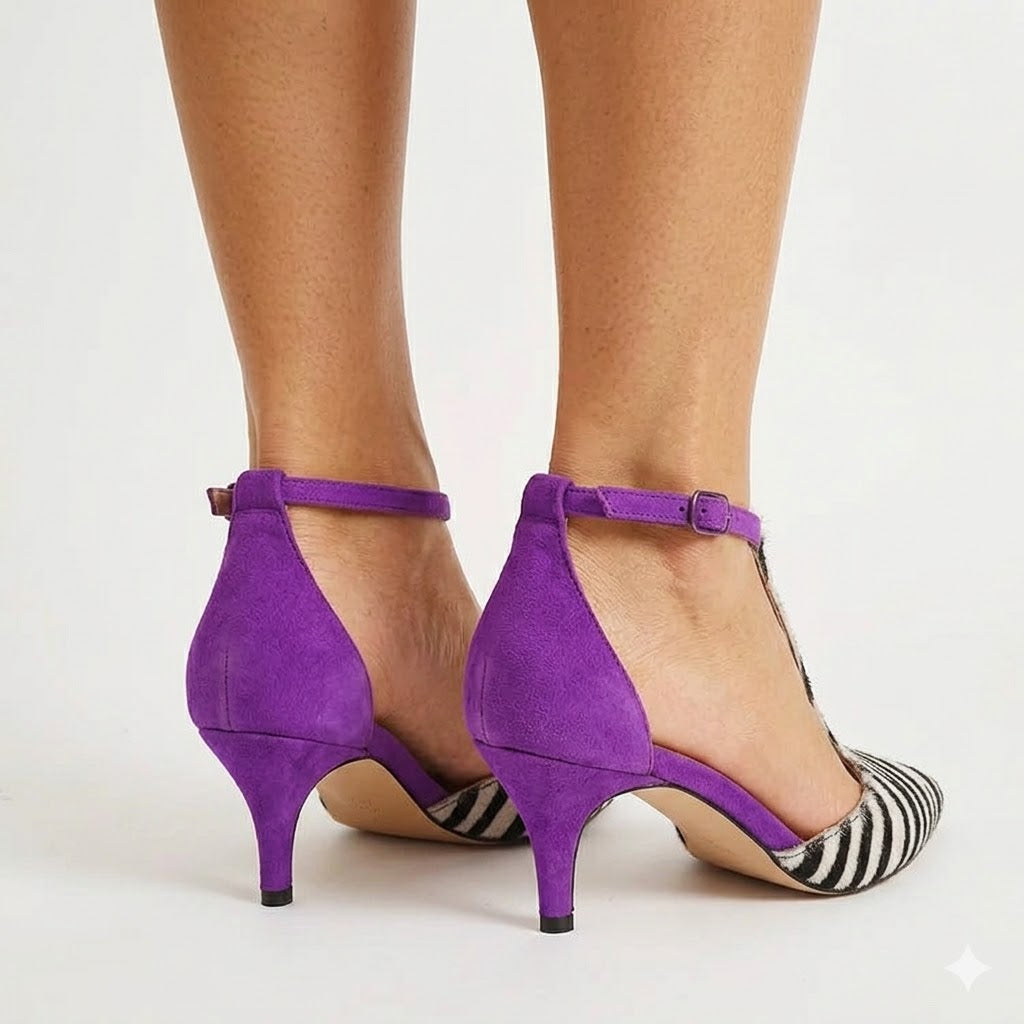 ZEBRATO DECOLLETE WITH PURPLE HEEL