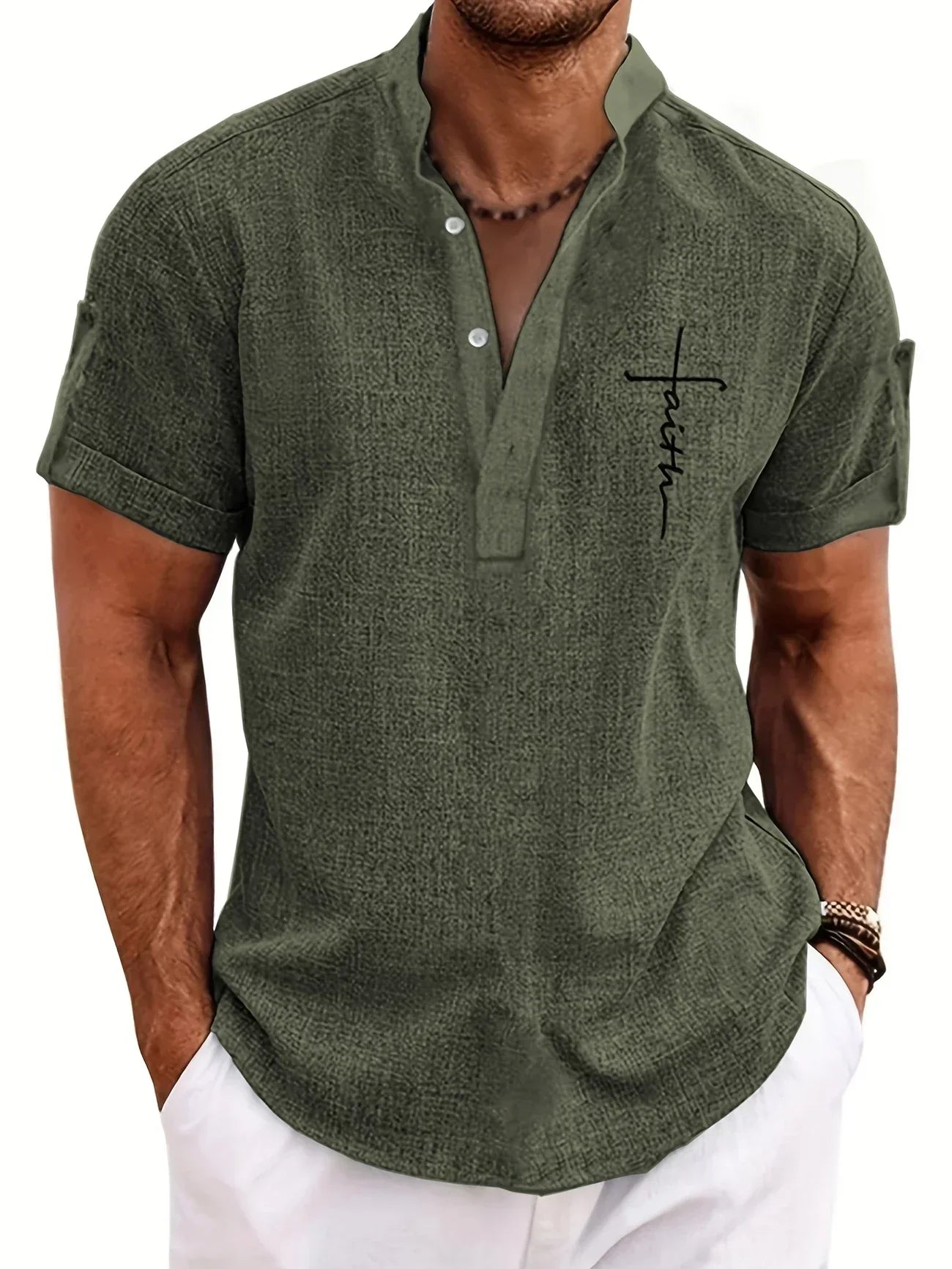 Harlan - Textured High-Collar Shirt