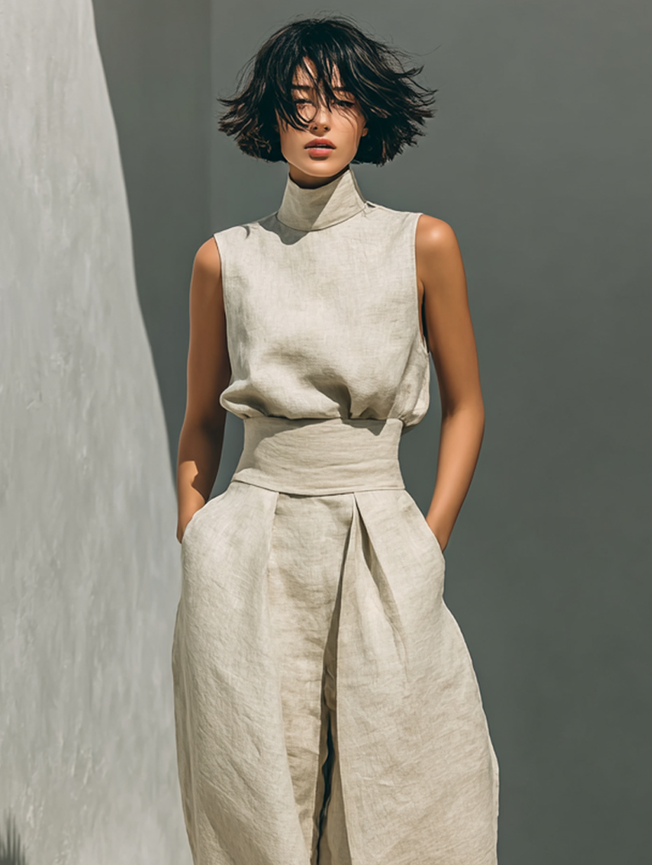 Alena - Breezy Sleeveless Blouse & Wide-Leg Trousers Set