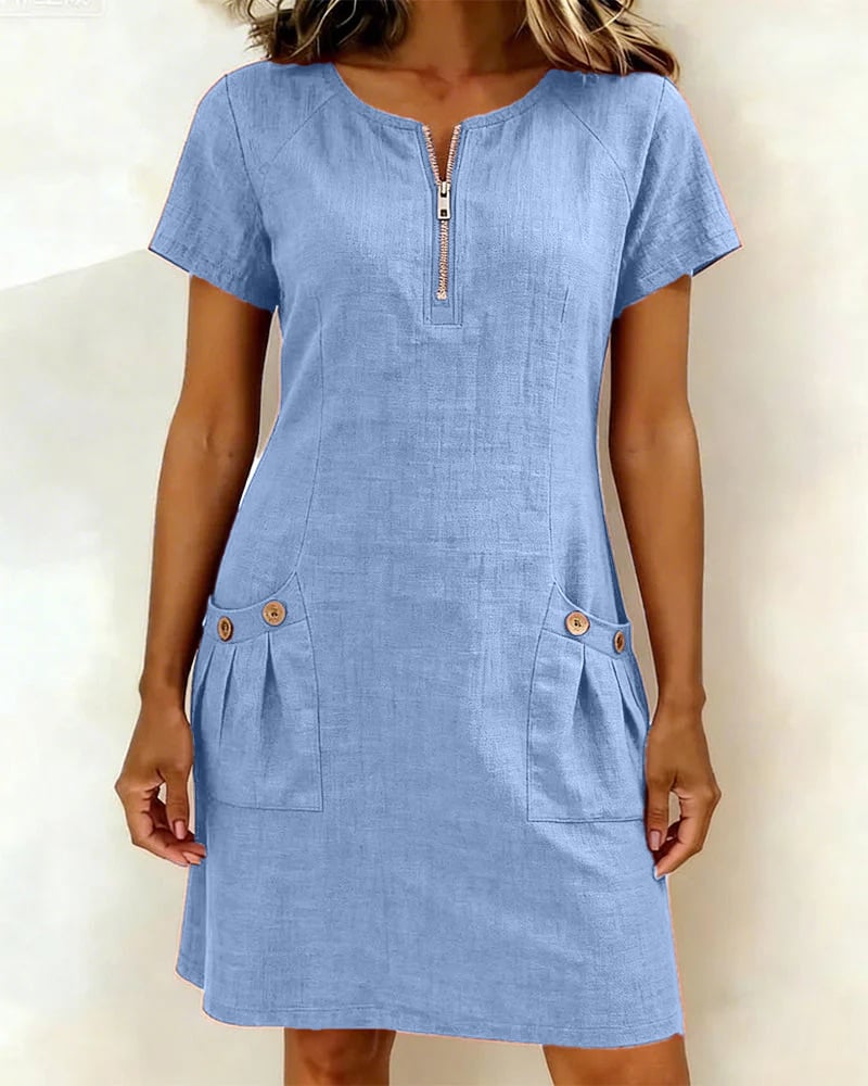 Girella - Breezy Linen A-Line Dress