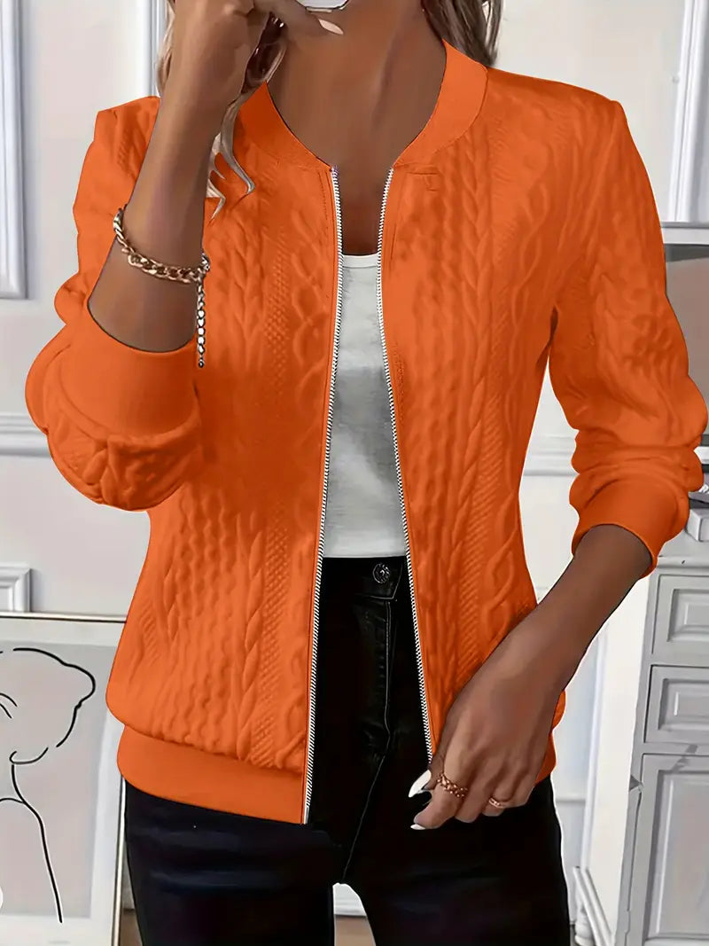Elvarine™ | Textured Zip-Up Bomber Jacket
