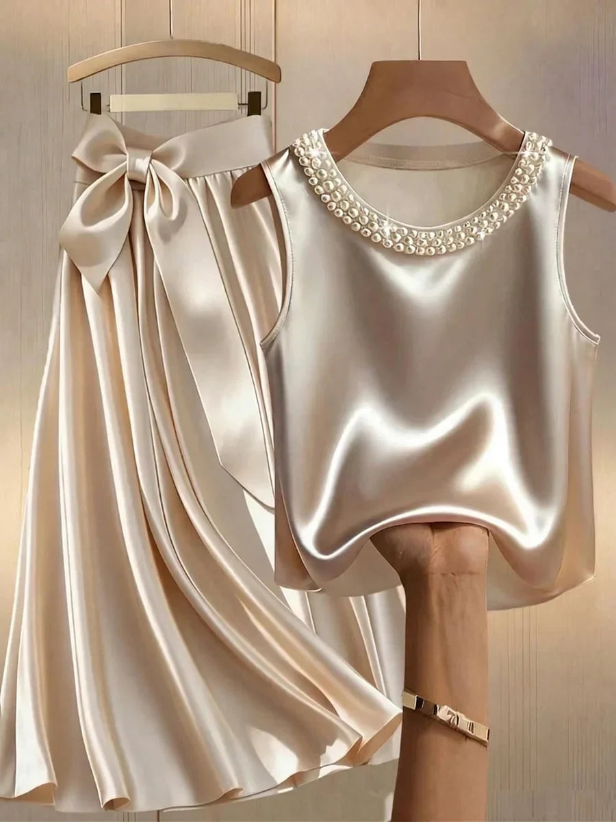 Sabine - Elegant Bow Midi Dress
