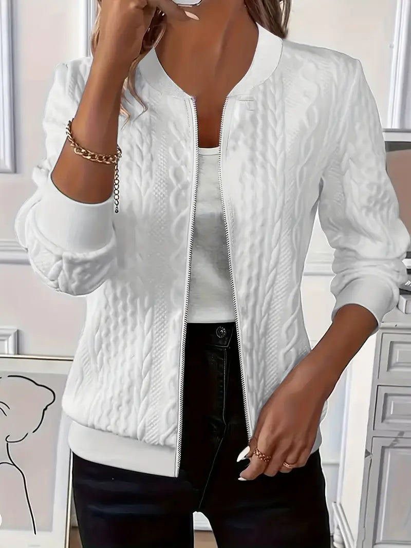 Elvarine™ | Textured Zip-Up Bomber Jacket