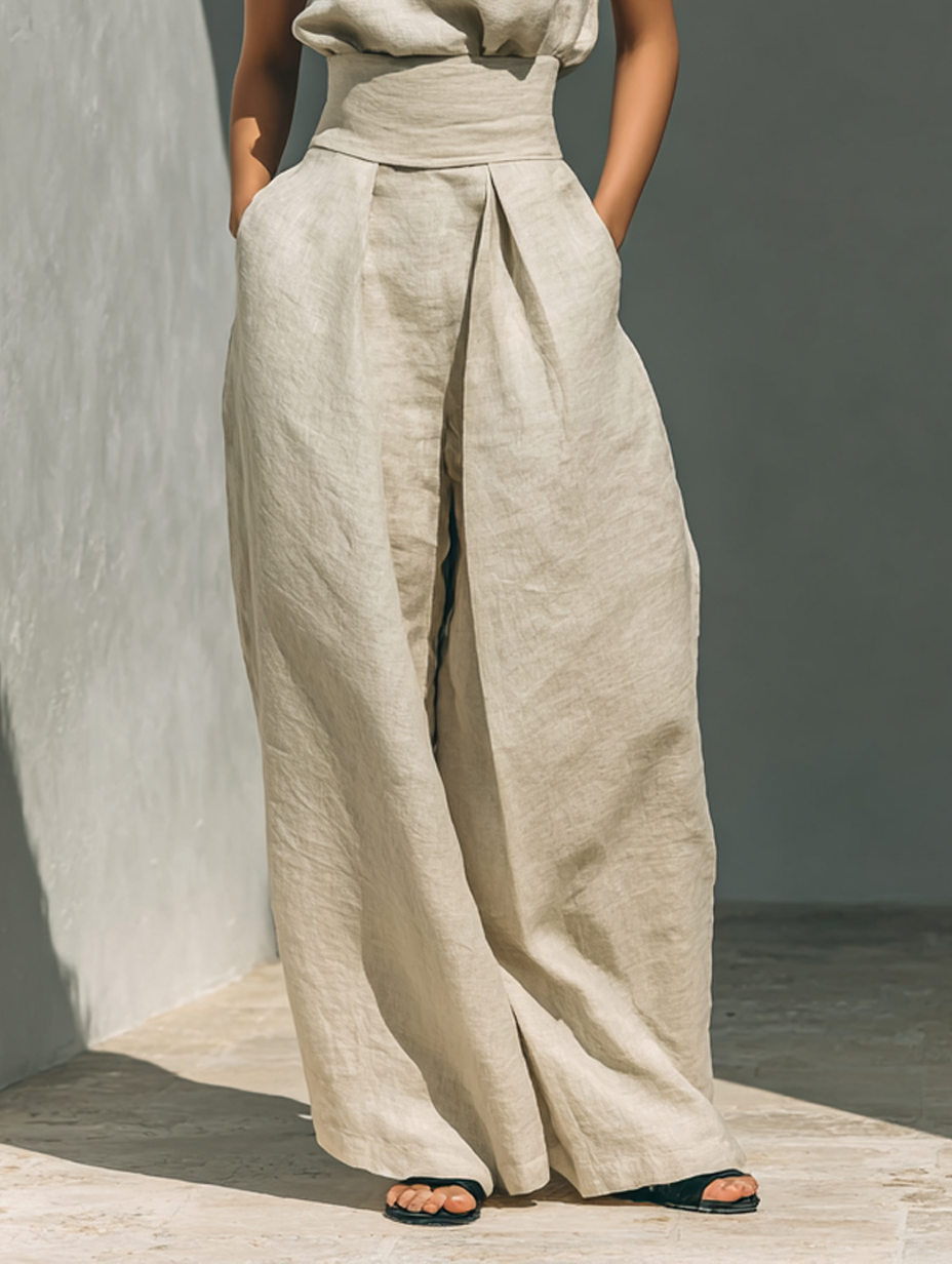 Alena - Breezy Sleeveless Blouse & Wide-Leg Trousers Set