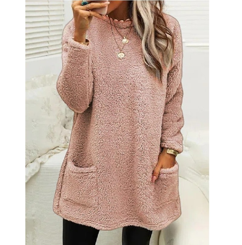 Lucy - Fleece Pullover Long Sweater