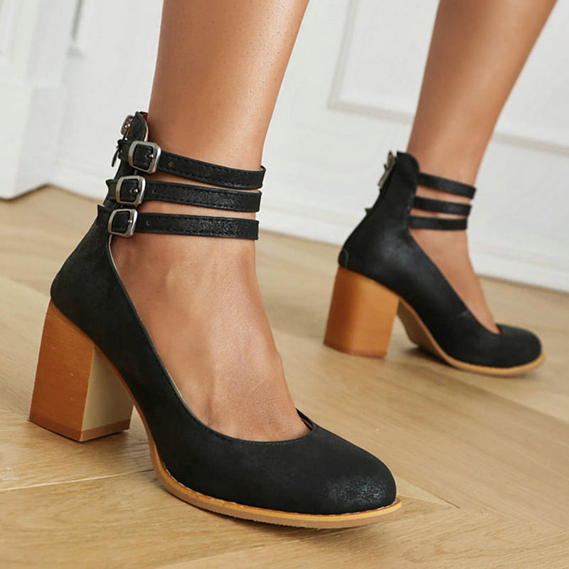 Narella™ | Elegant mid-heel square toe sandals