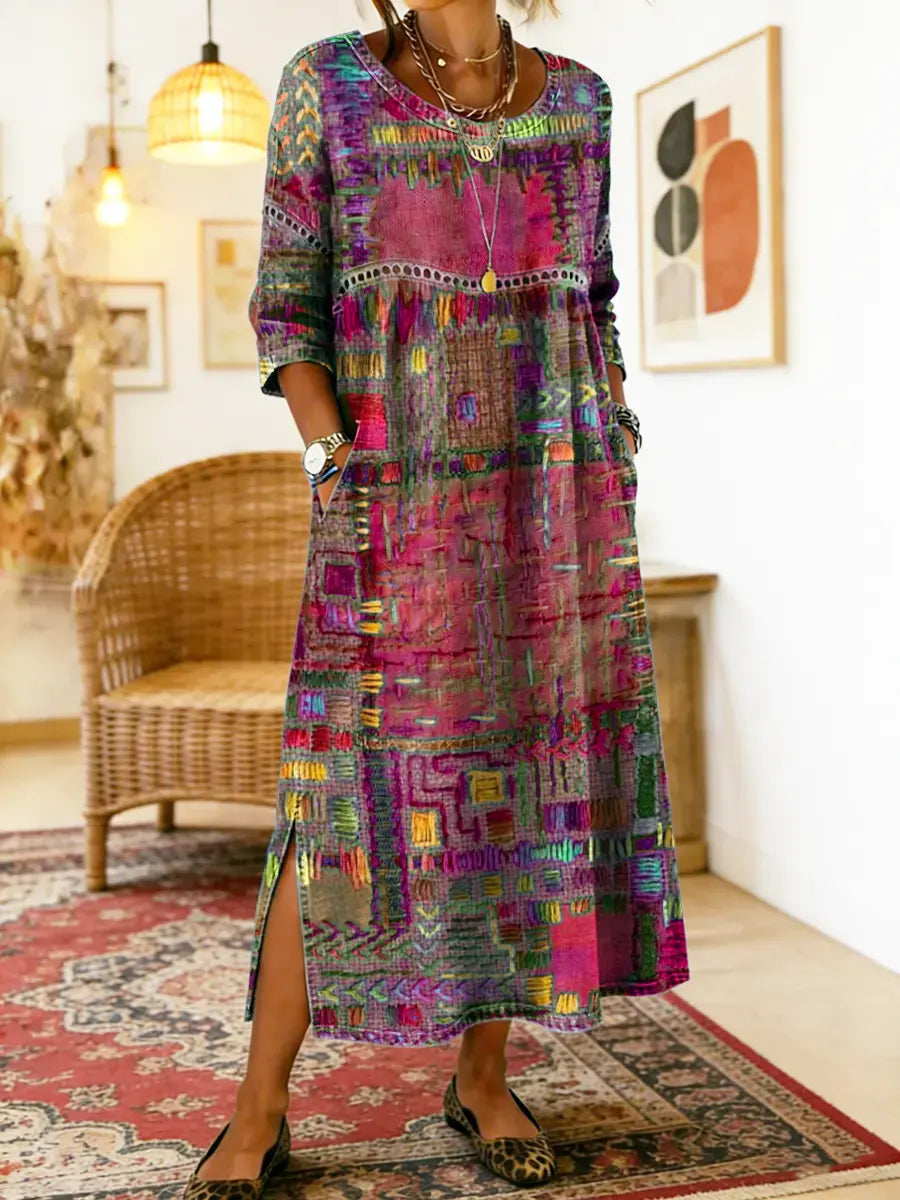 Maelle - Printed Loose Midi Dress Casual Fit
