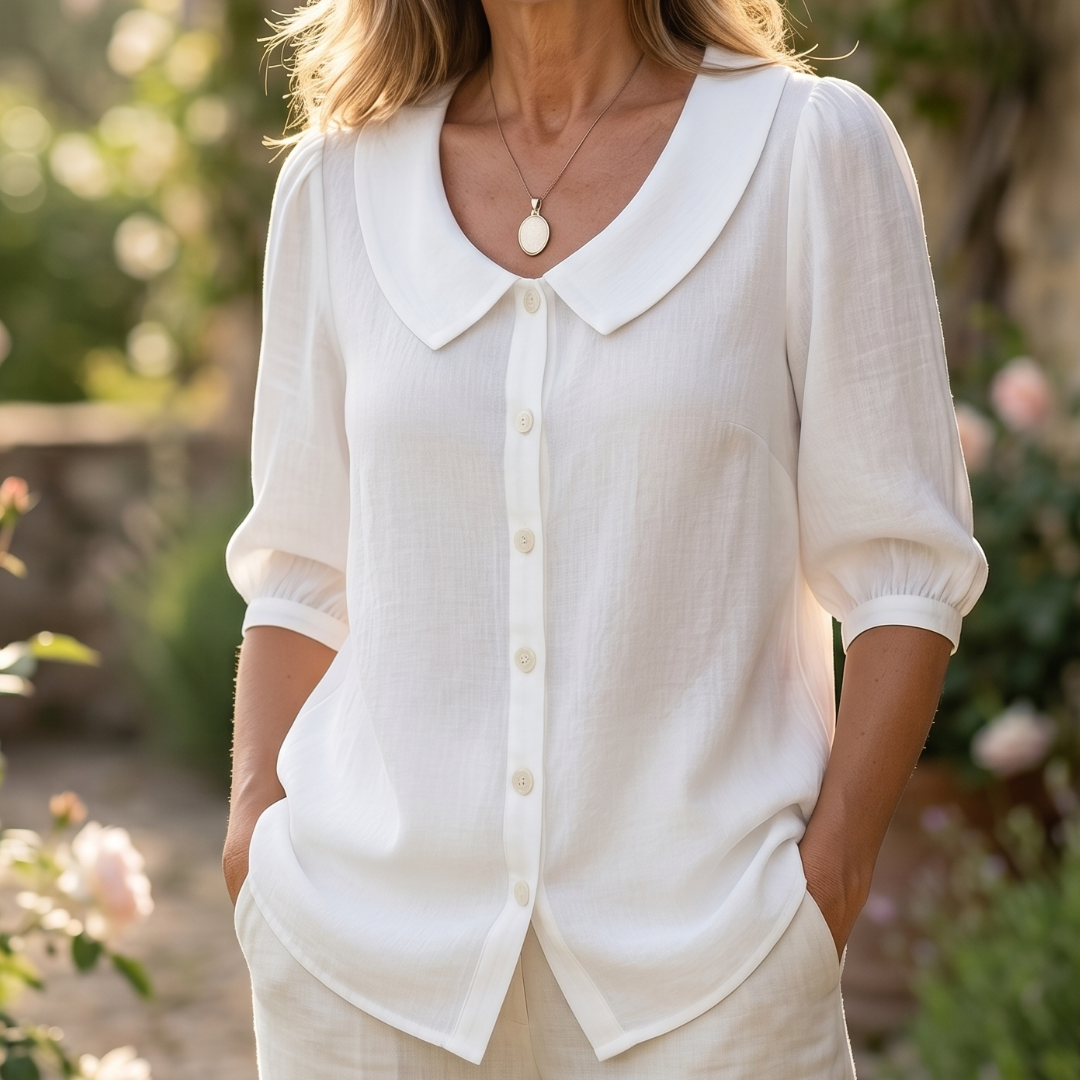 Phaelyn - Lightweight Rounded-Collar Blouse