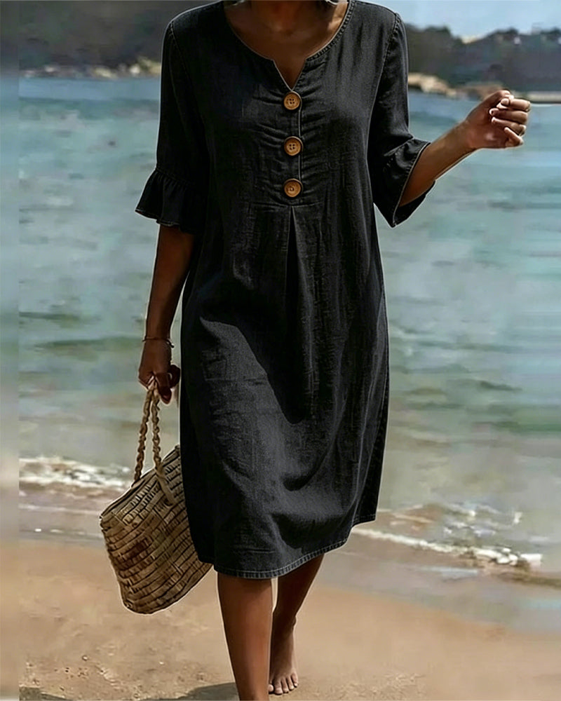 Sorella - Soft-Touch Ruffle-Sleeve Dress