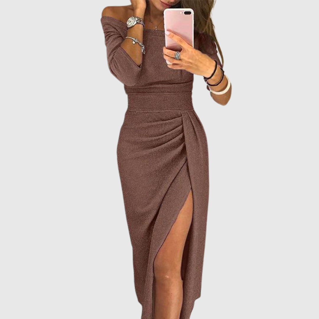Lylah - Draped Halter-Neck Maxi Dress