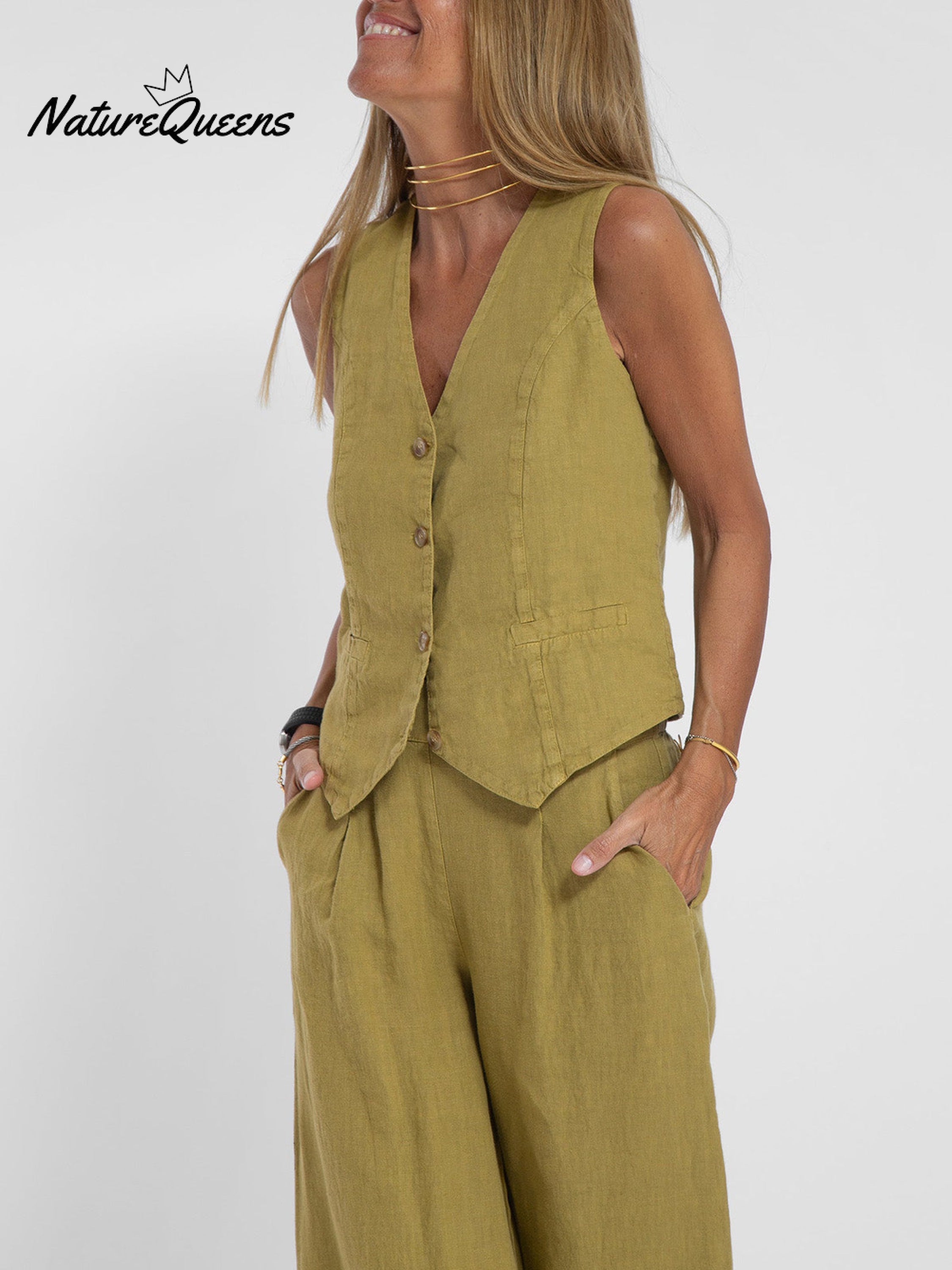 Vest & Pants Cotton Leisure Suit
