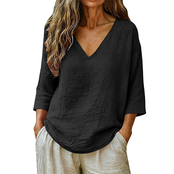 Rhianna - Elegant V-Neck Blouse