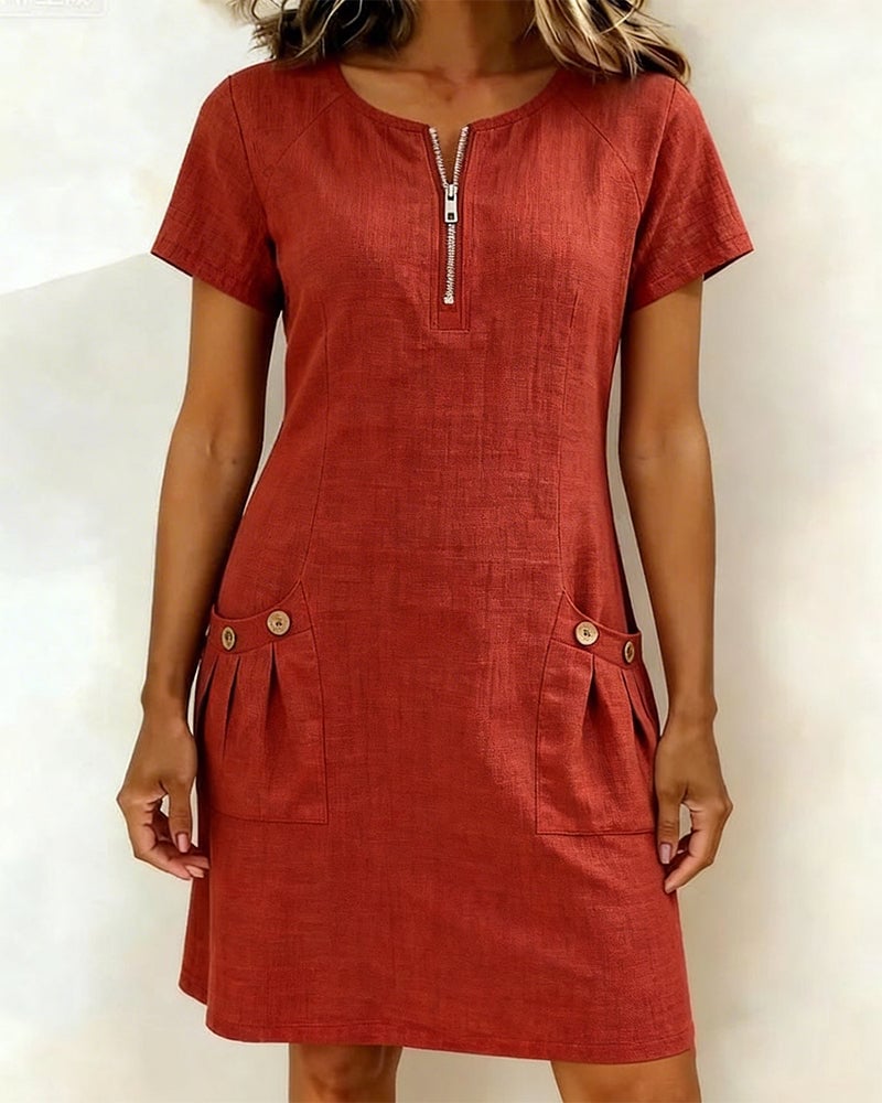Girella - Breezy Linen A-Line Dress