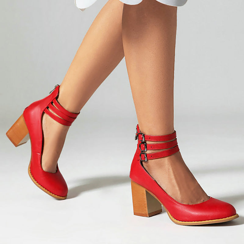 Narella™ | Elegant mid-heel square toe sandals