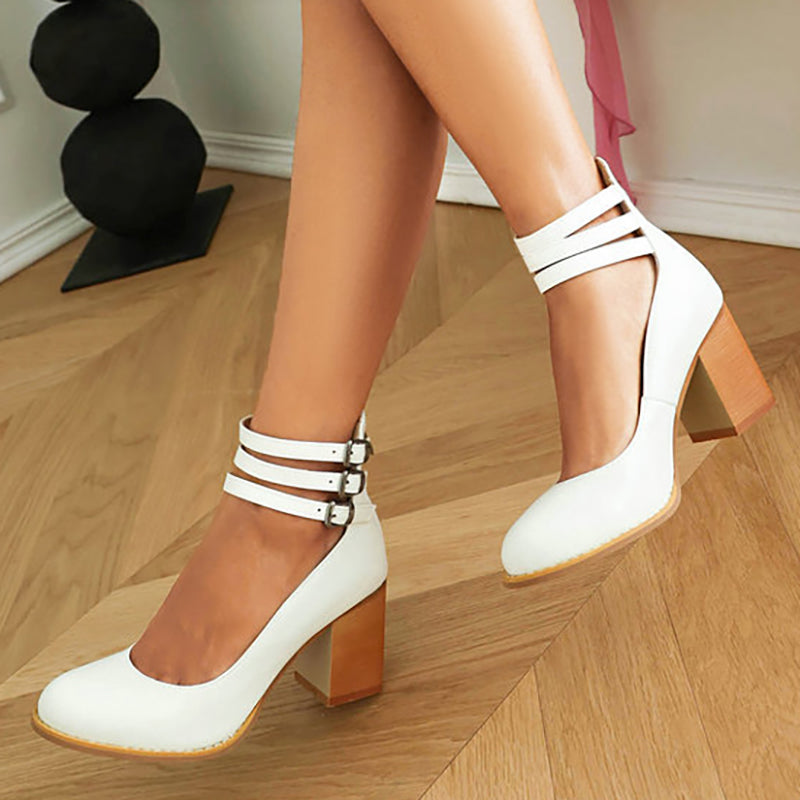 Narella™ | Elegant mid-heel square toe sandals