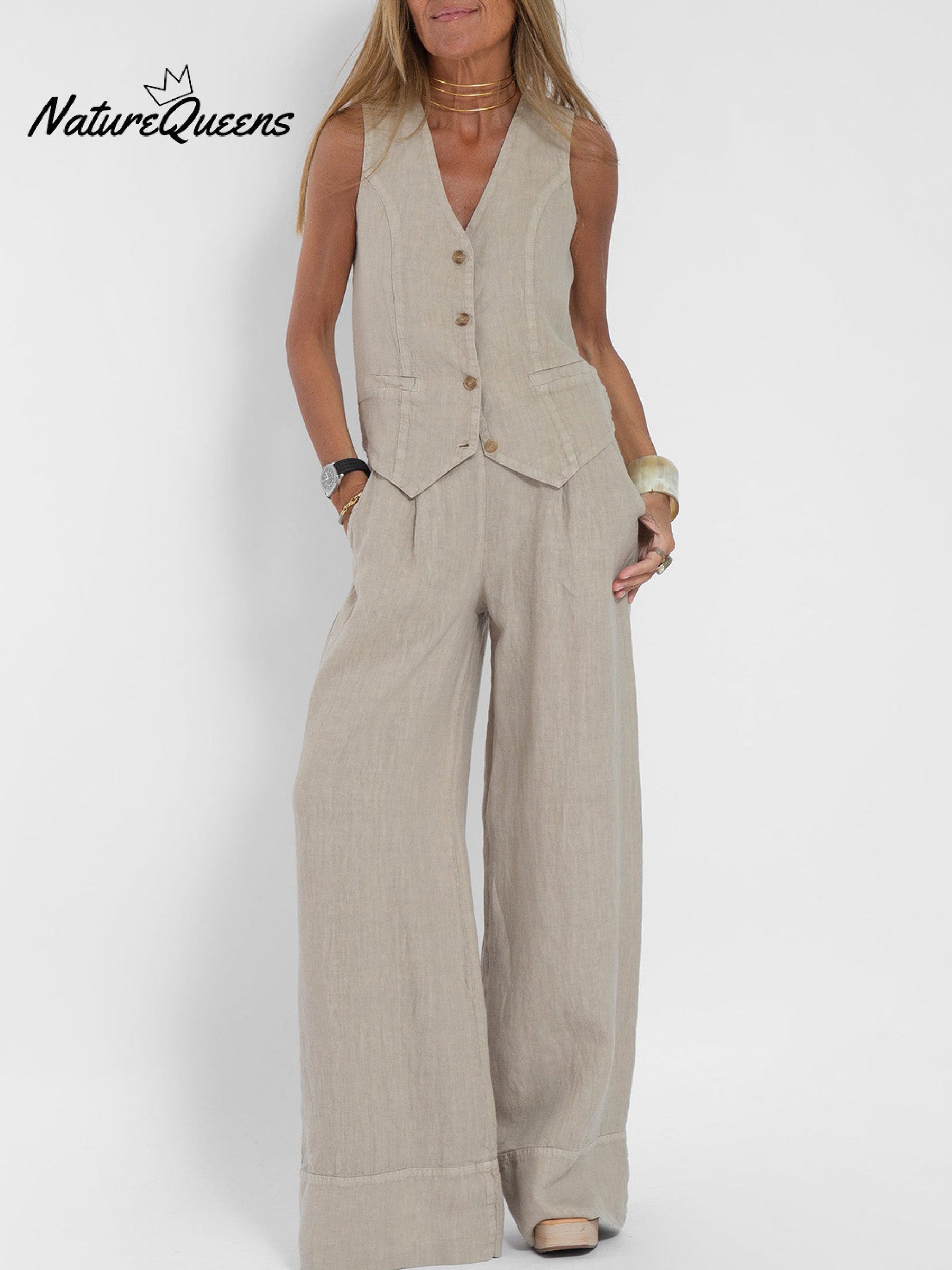 Vest & Pants Cotton Leisure Suit