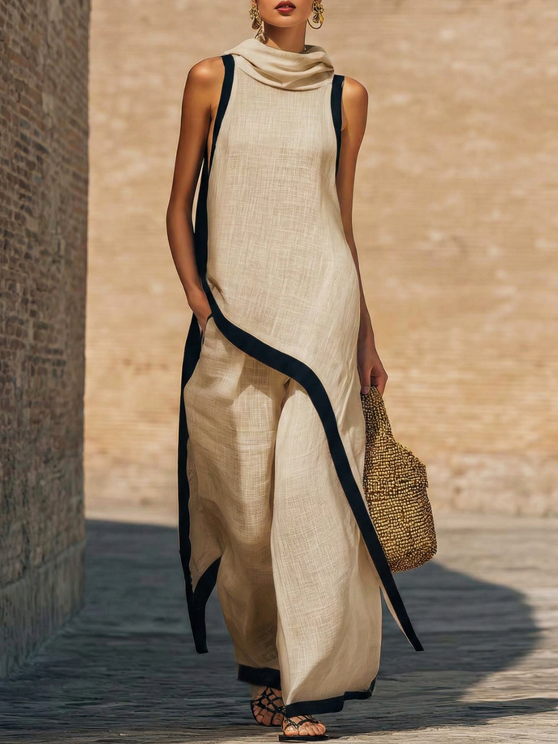 Maranta - Asymmetric Tunic & Wide Leg Trousers Set