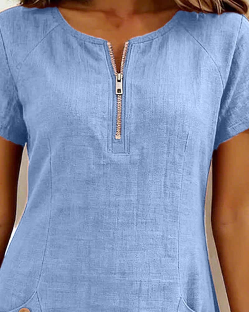 Girella - Breezy Linen A-Line Dress