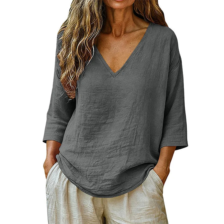 Rhianna - Elegant V-Neck Blouse