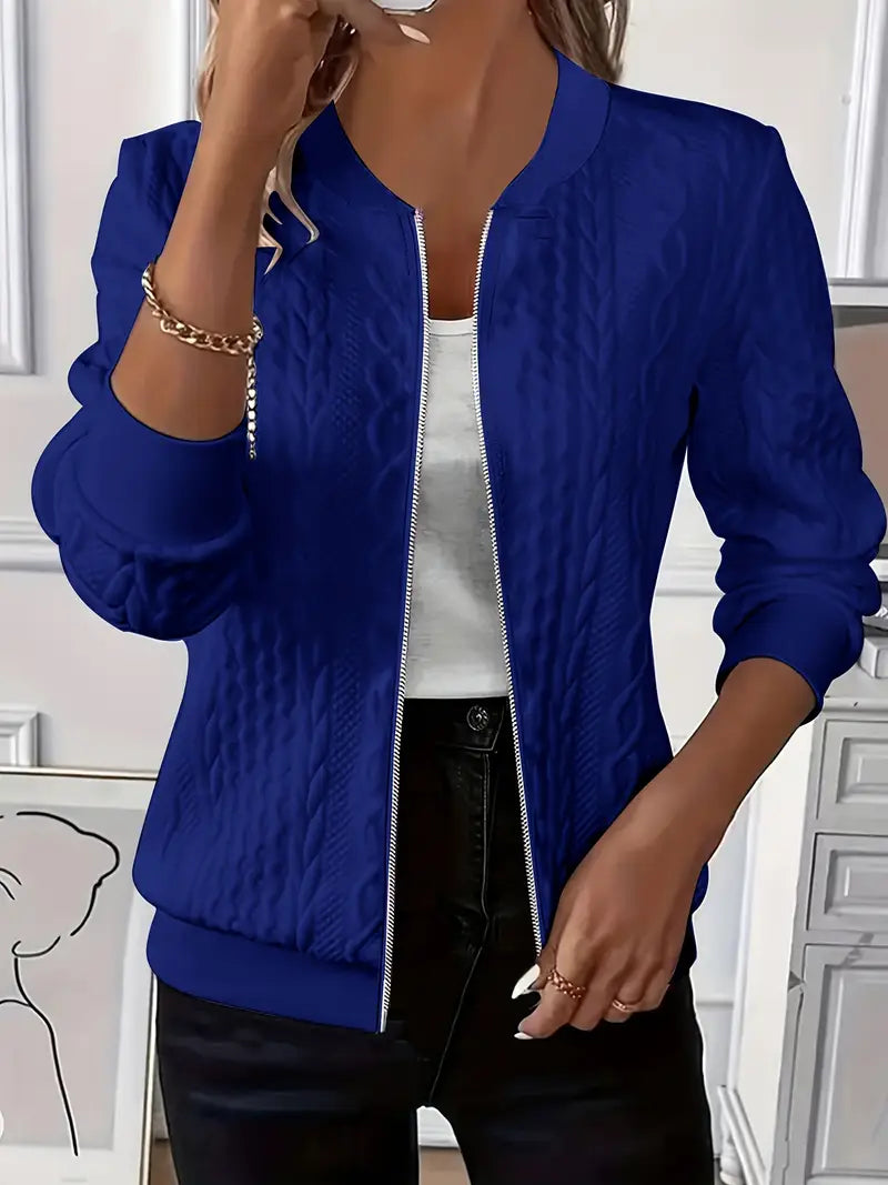 Elvarine™ | Textured Zip-Up Bomber Jacket