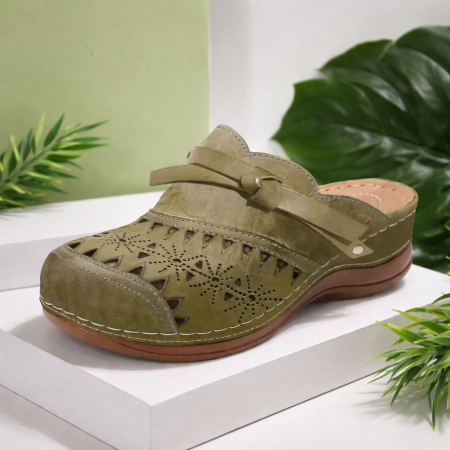 Nicholle | Bow Hollow Out Flat Mules