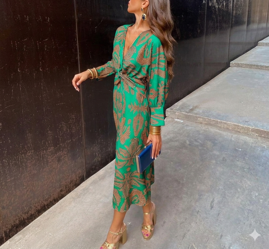 Blaire - Elegant V-Neck Midi Dress