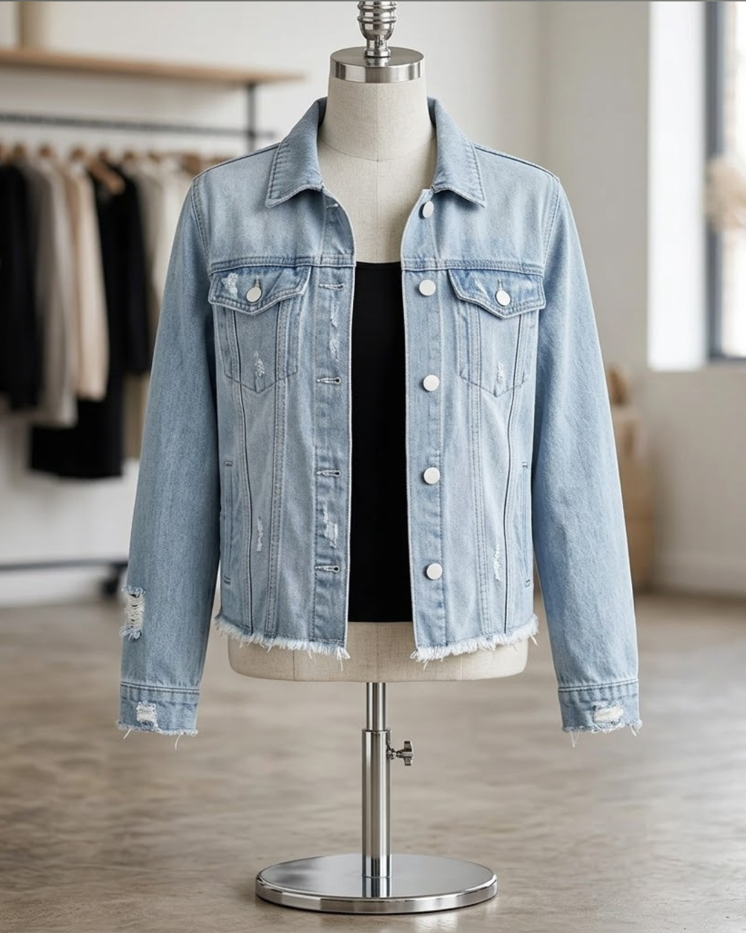 Miley - Distressed Denim Jacket