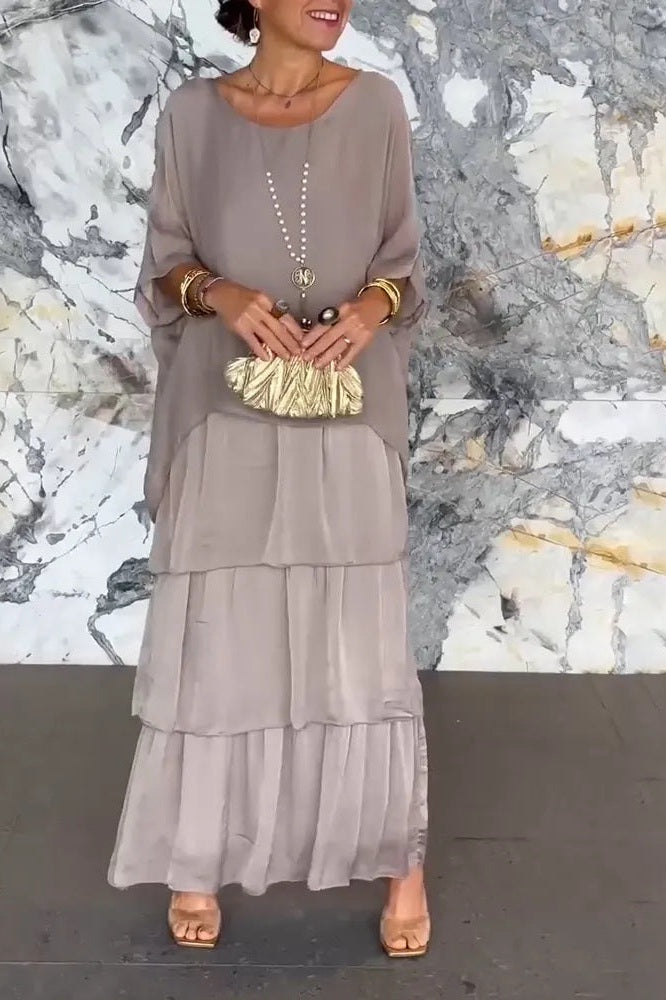 Nora Chiffon Layered Dress - Gray