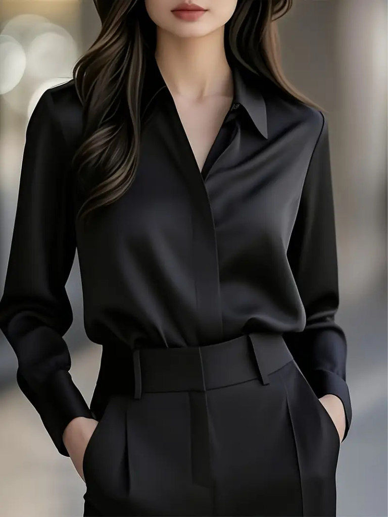 MARIELLE SATIN-LOOK BLOUSE