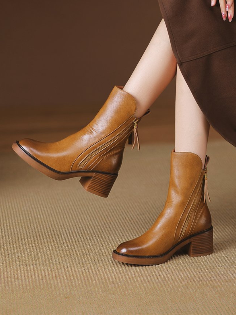 BARBARA BLOCK HEEL ANKLE BOOTS