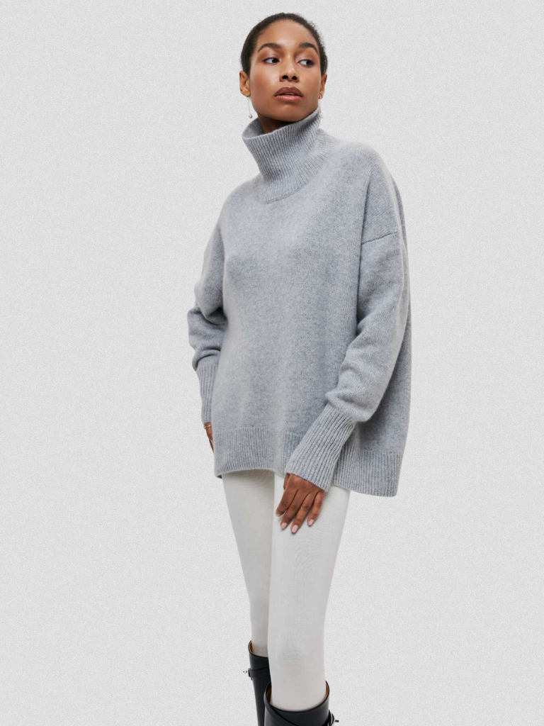 ELENA HIGH-COLLAR KNIT SWEATER