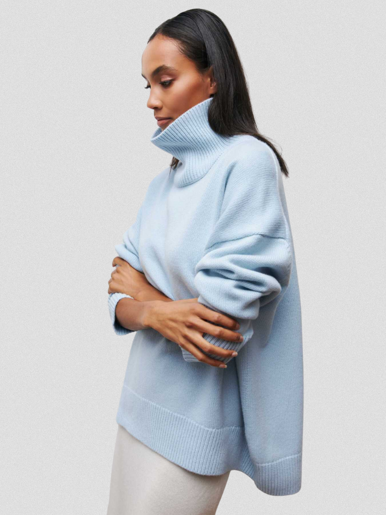 ELENA HIGH-COLLAR KNIT SWEATER