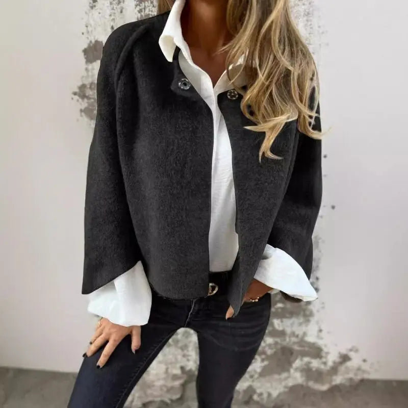 Amalia - Long Sleeve Round Neck Wool Cardigan