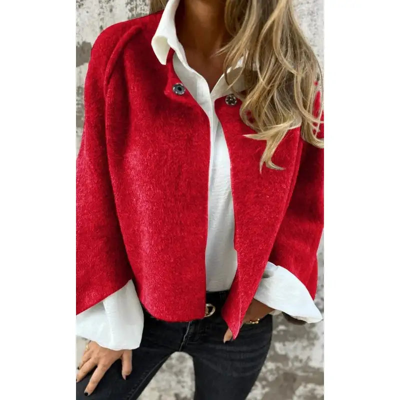Amalia - Long Sleeve Round Neck Wool Cardigan