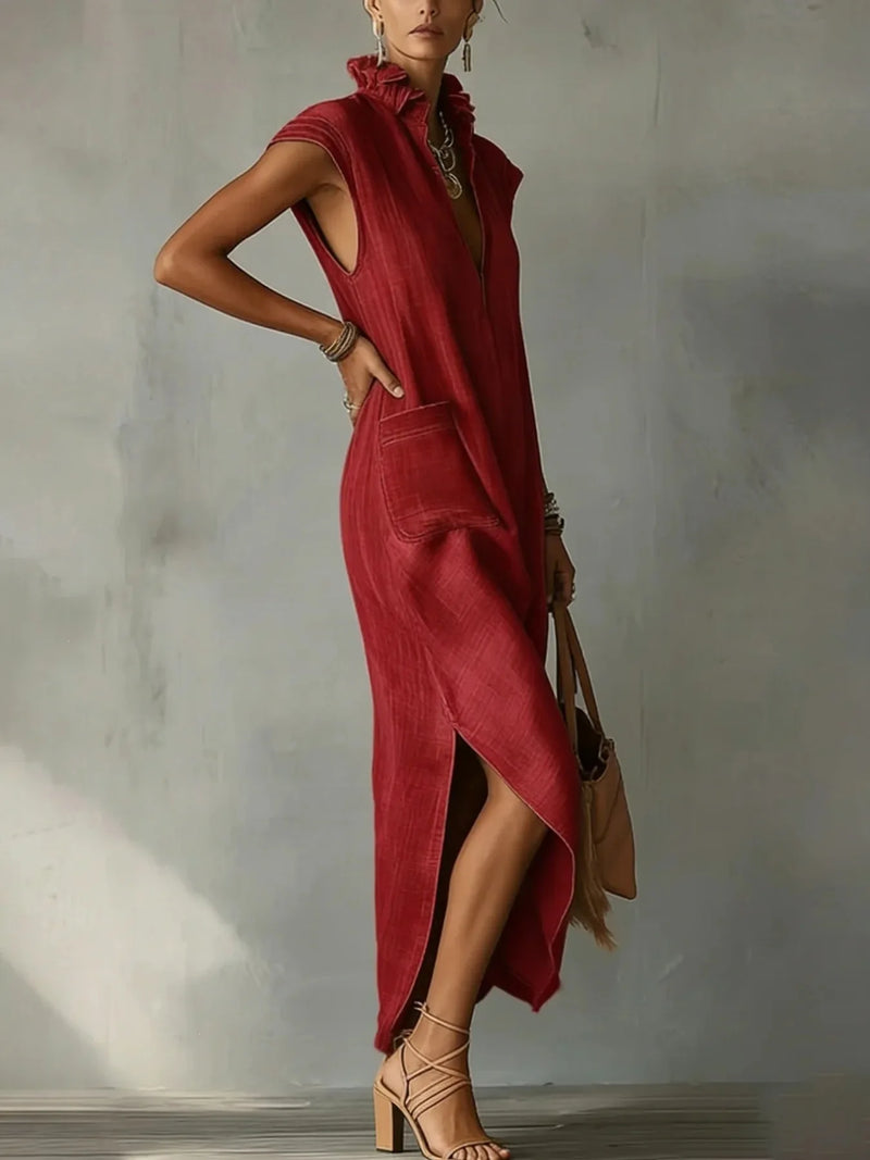 Relaxed Split-Hem Maxi Dress