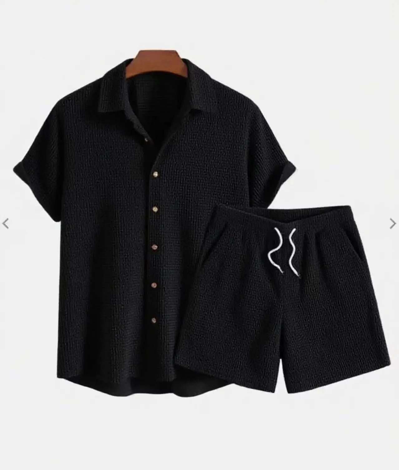 Jorvian - Textured Summer Shirt & Shorts Set