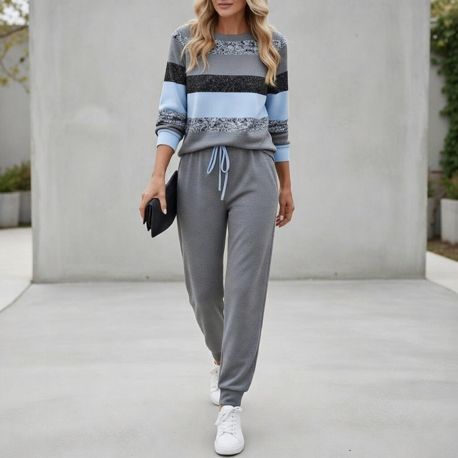 Fabiola - Soft-Touch Striped Lounge Set