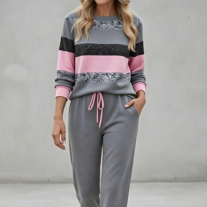 Fabiola - Soft-Touch Striped Lounge Set