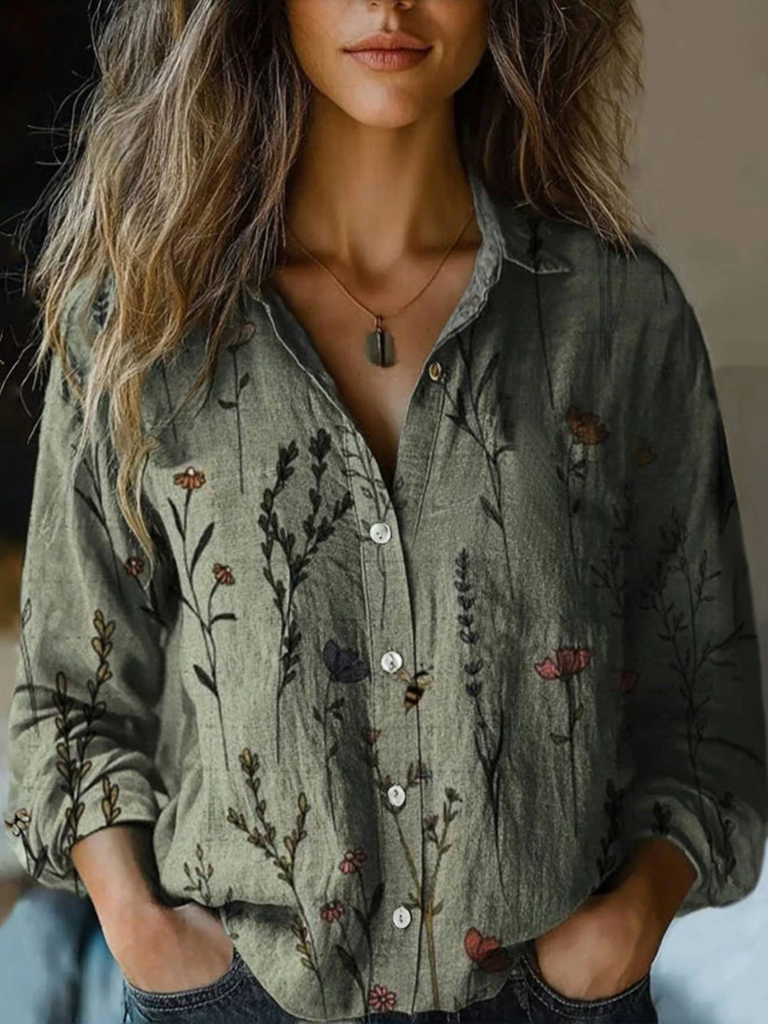 SARAH RETRO LONG-SLEEVE BLOUSE