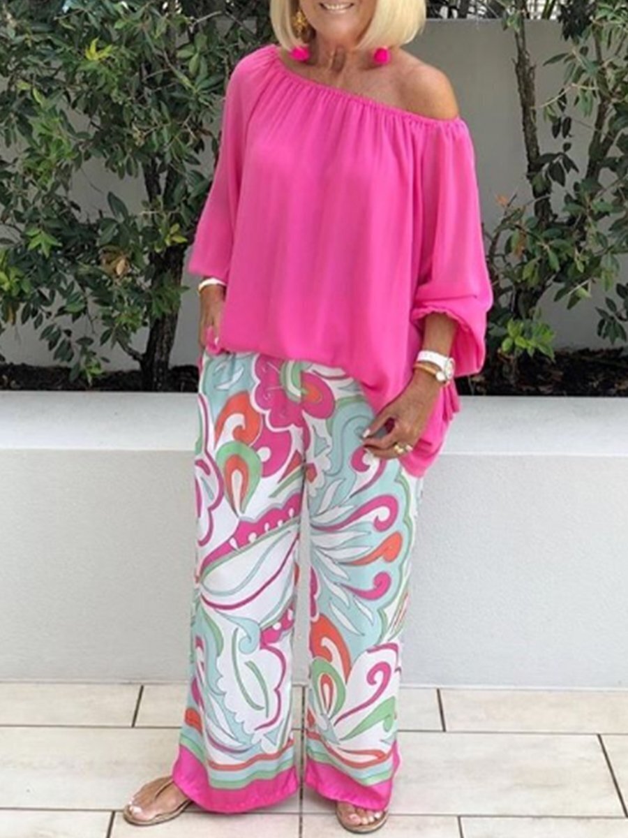 Brinette - Blouse and Wide Leg Trousers Set