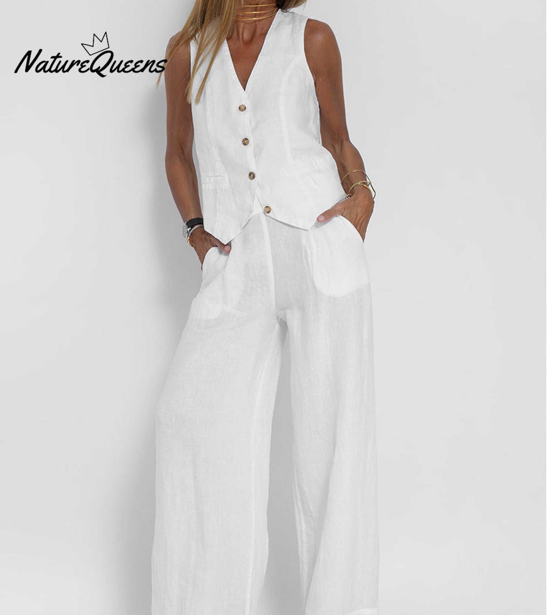 Vest & Pants Cotton Leisure Suit