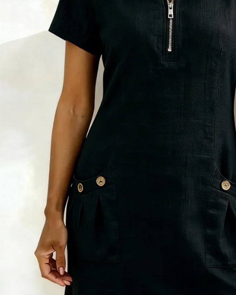 Girella - Breezy Linen A-Line Dress