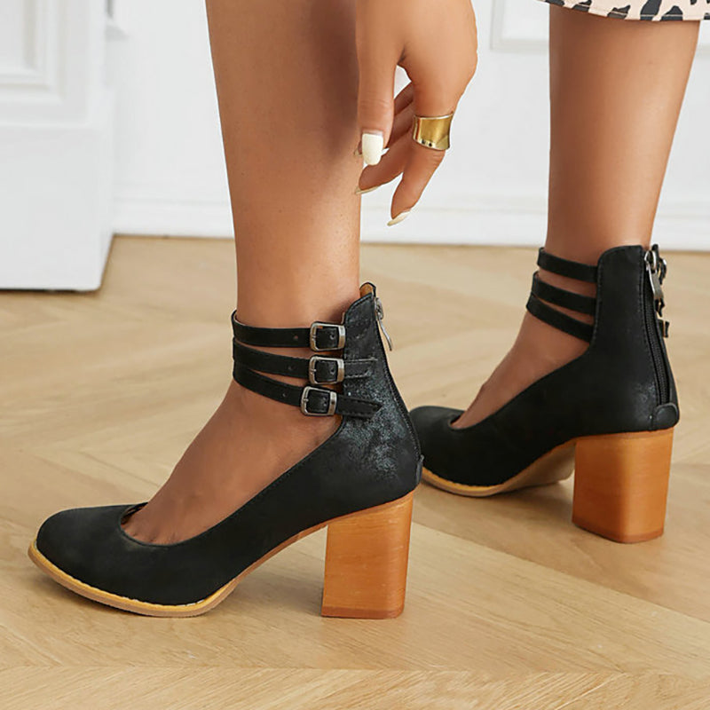 Narella™ | Elegant mid-heel square toe sandals