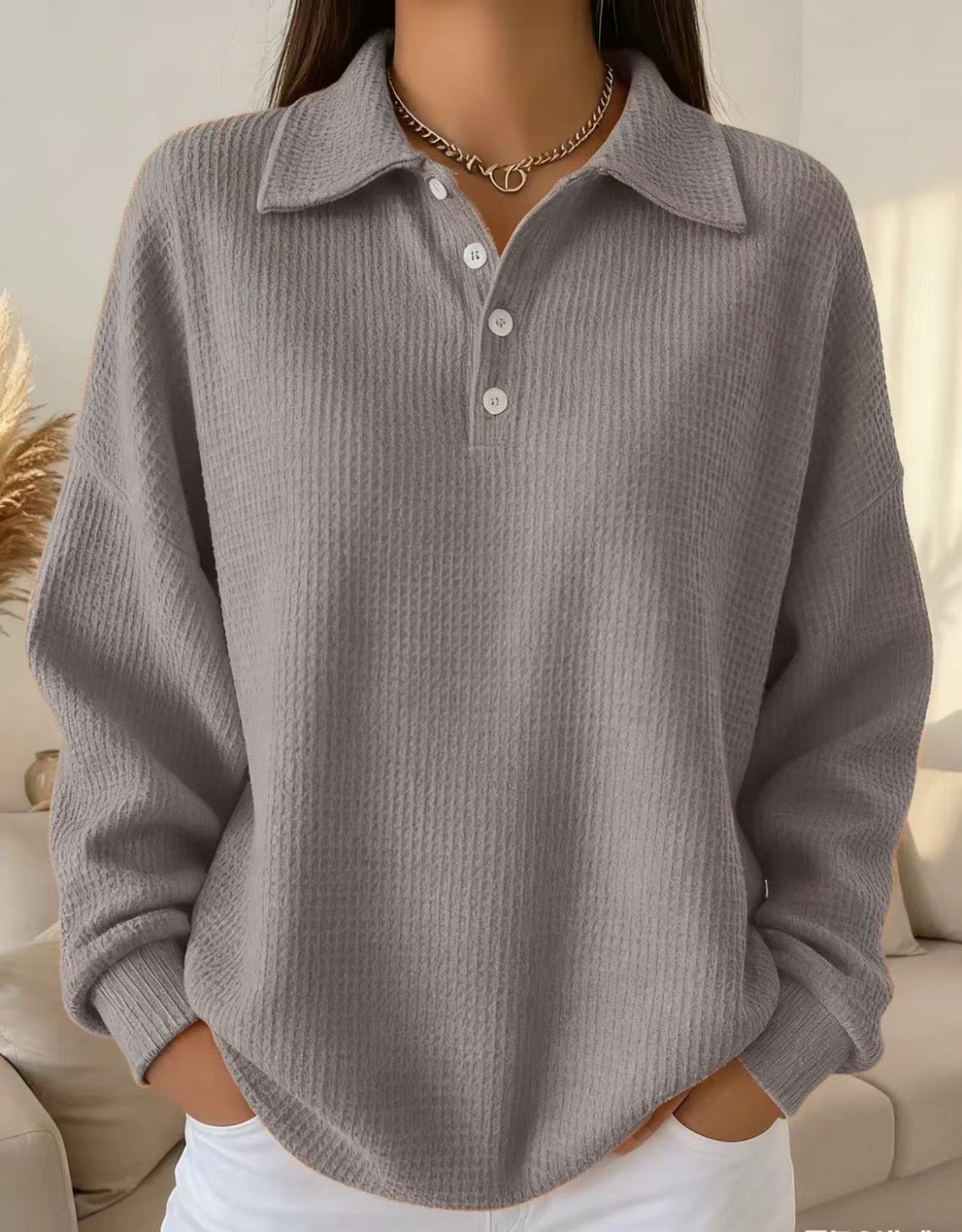 Ava | Soft Knit Polo Sweater