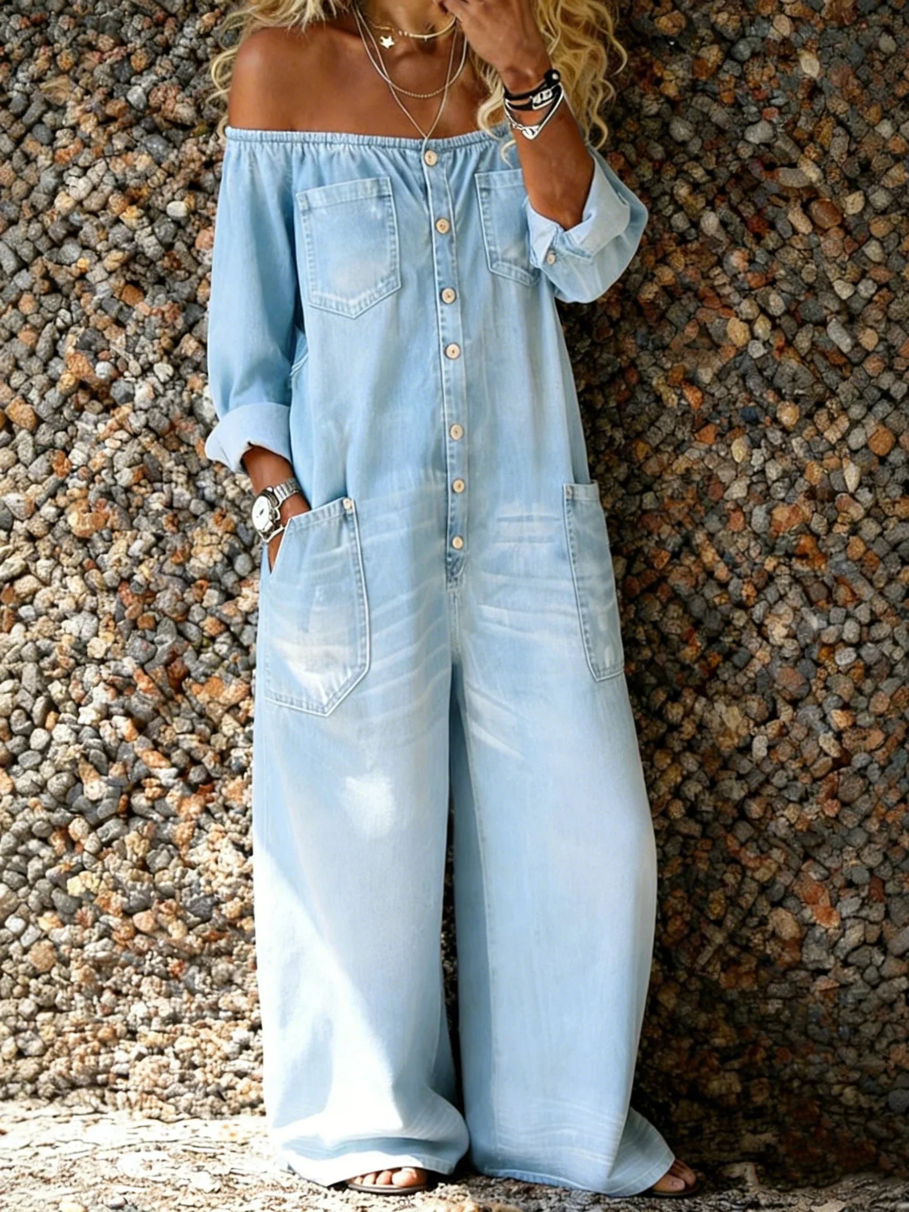 Verity - Soft-Touch Off-Shoulder Jumpsuit