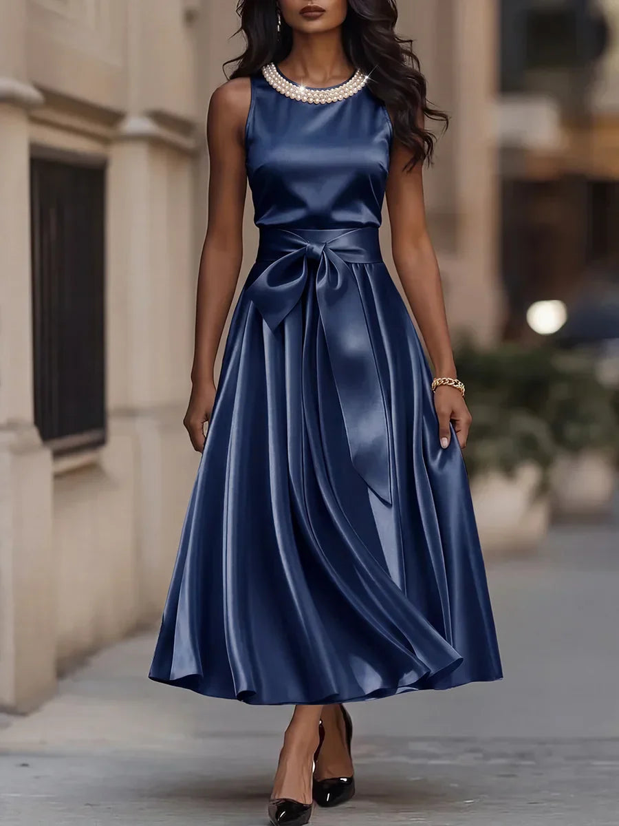 Sabine - Elegant Bow Midi Dress