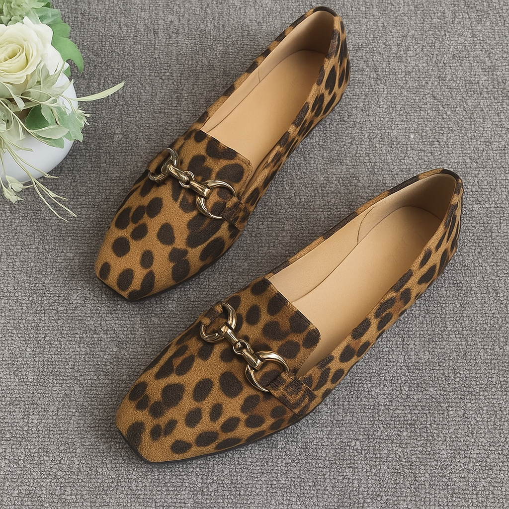 FLUORESCENT LEOPARD LOAFER WITH METAL DETAIL