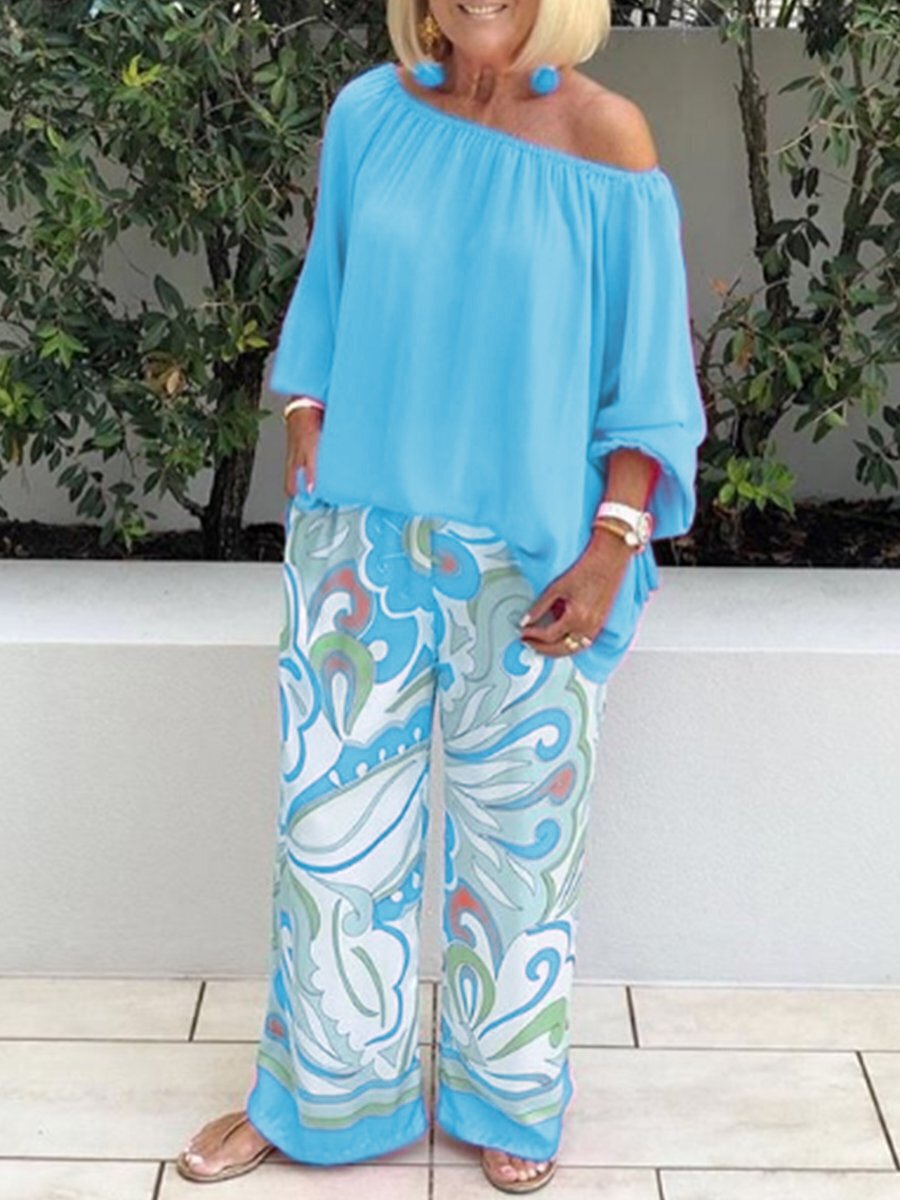 Brinette - Blouse and Wide Leg Trousers Set