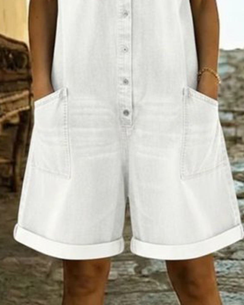 Ysmeria - Denim Button Front Romper